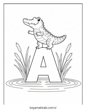 Alfabe boyama sayfası – eğlenceli etkinlik, el becerilerini geliştirir