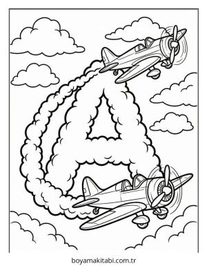 Alfabe boyama sayfası – sanatsal çalışma, çocuklar için