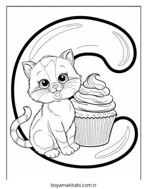 Alfabe boyama sayfası – çizgi film temalı, basit çizim