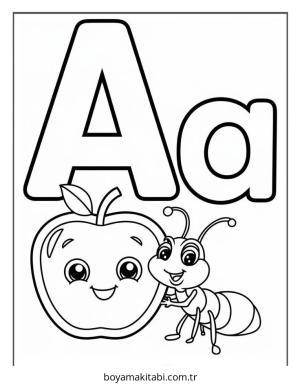 Alfabe boyama sayfası – el becerilerini geliştirir, boyama çalışması