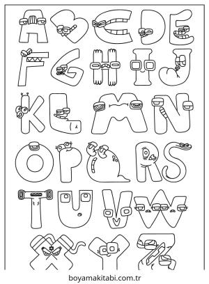 Alfabe boyama sayfası – el becerilerini geliştirir, boyama çalışması