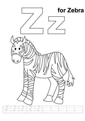 Alfabe boyama sayfası,  coloring page, Zebra için Z Harfi, 