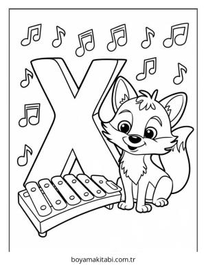 Alfabe boyama sayfası – çizgi film temalı, basit çizim