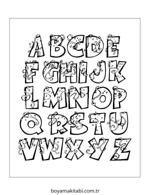 Alfabe boyama sayfası – basit çizim, kolay boyama
