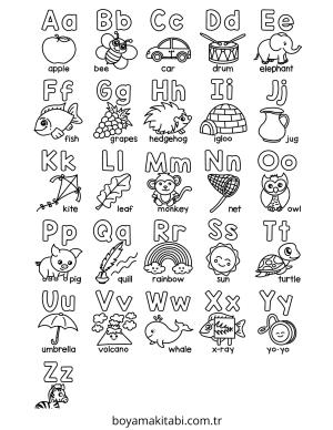 Alfabe boyama sayfası – sanatsal çalışma, çocuklar için