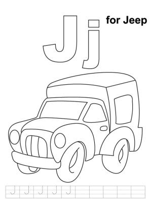 Alfabe boyama sayfası,  coloring page, Jip için J, 