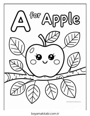 Alfabe boyama sayfası – PDF indir, sevimli karakter