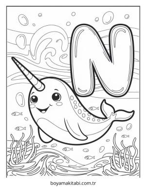 Alfabe boyama sayfası – çocuklar için, çizgi film temalı