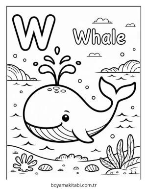 Alfabe boyama sayfası – PDF indir, sevimli karakter