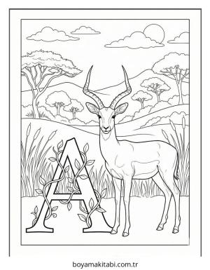 Alfabe boyama sayfası – PDF indir, sevimli karakter