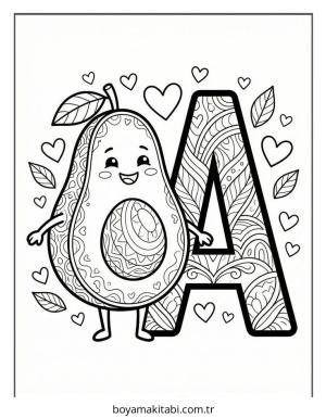 Alfabe boyama sayfası – renkli çizimler, okul öncesi