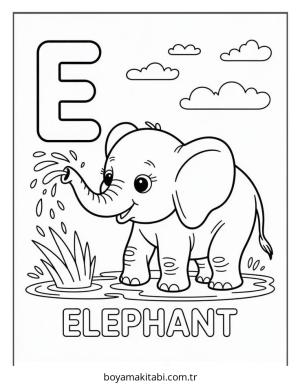 Alfabe boyama sayfası – basit çizim, kolay boyama