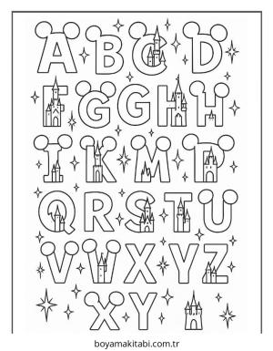 Alfabe boyama sayfası – keyifli zaman, renkli çizimler