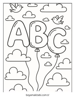 Alfabe boyama sayfası – sanatsal çalışma, çocuklar için