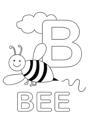 Alfabe boyama sayfası,  coloring page, Bombus Arı Harfi B, 