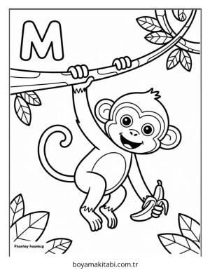 Alfabe boyama sayfası – çizgi film temalı, basit çizim