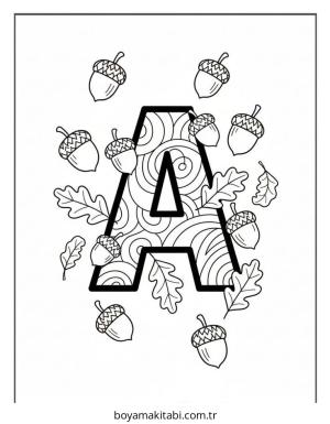 Alfabe boyama sayfası – kolay boyama, eğitici aktivite
