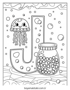 Alfabe boyama sayfası – kolay boyama, eğitici aktivite