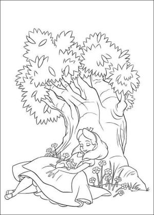 Alice Harikalar Diyarında boyama sayfası,  coloring page, Alice Uyuyor, 