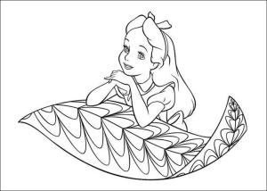 Alice Harikalar Diyarında boyama sayfası,  coloring page, Yapraklı Alice, 