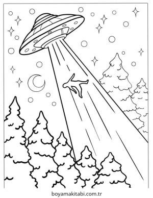 Alien boyama sayfası – kolay boyama, eğitici aktivite