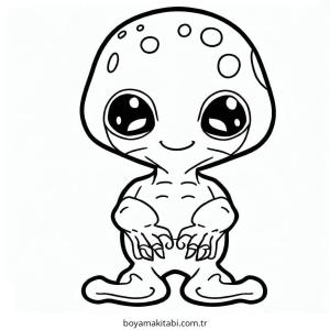 Alien boyama sayfası – çizgi film temalı, basit çizim