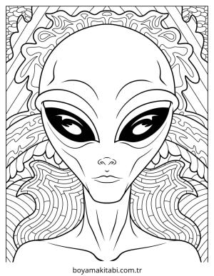 Alien boyama sayfası – el becerilerini geliştirir, boyama çalışması