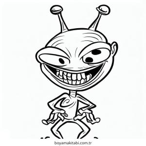 Alien boyama sayfası – çocuklar için, çizgi film temalı