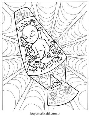 Alien boyama sayfası – sanatsal çalışma, çocuklar için