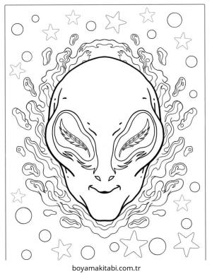 Alien boyama sayfası – PDF indir, sevimli karakter
