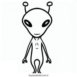 Alien boyama sayfası – çizgi film temalı, basit çizim
