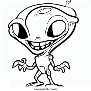 Alien boyama sayfası – renkli çizimler, okul öncesi