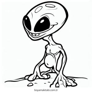 Alien boyama sayfası – sevimli karakter, sanatsal çalışma