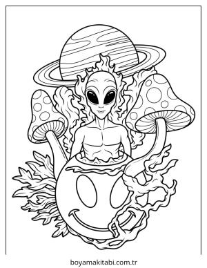 Alien boyama sayfası – evde etkinlik, ücretsiz yazdır