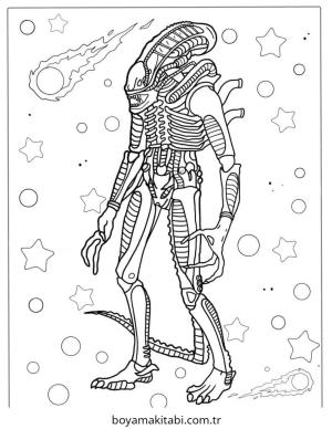 Alien boyama sayfası – keyifli zaman, renkli çizimler