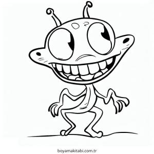 Alien boyama sayfası – çocuk aktivitesi, PDF indir