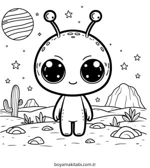 Alien boyama sayfası – eğitici aktivite, yaratıcılık