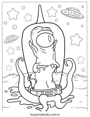 Alien boyama sayfası – boyama çalışması, yaratıcılığı geliştirir