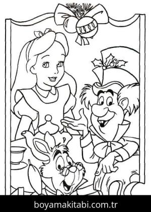 Alis Harikalar Diyarında boyama sayfası – renkli çizimler, okul öncesi