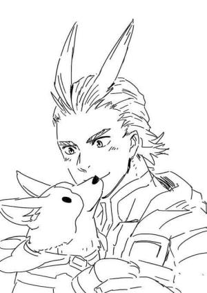 All Might boyama sayfası,  coloring page, Tüm Güç Ve Köpek, 