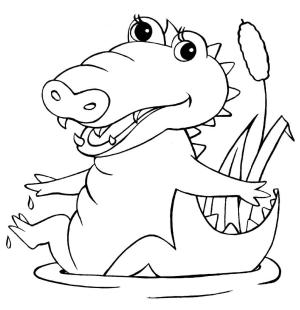 Alligator boyama sayfası,  coloring page, Su Altında Oynayan Timsah, 