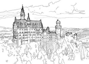 Almanya boyama sayfası,  coloring page, Neuschwanstein Kalesi., 