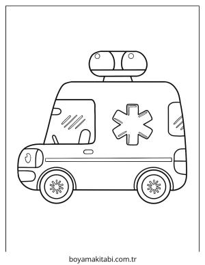 Ambulans boyama sayfası – boyama çalışması, yaratıcılığı geliştirir
