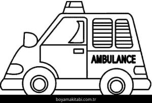 Ambulans boyama sayfası – kolay boyama, eğitici aktivite