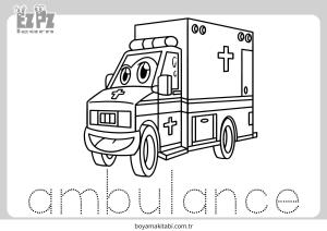 Ambulans boyama sayfası – yaratıcılık, eğlenceli etkinlik