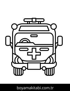 Ambulans boyama sayfası – çocuklar için, çizgi film temalı