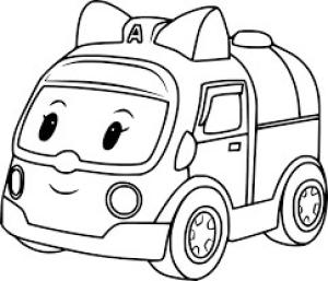 Ambulans boyama sayfası,  coloring page, Ambulans Amber Gülümseyen, 