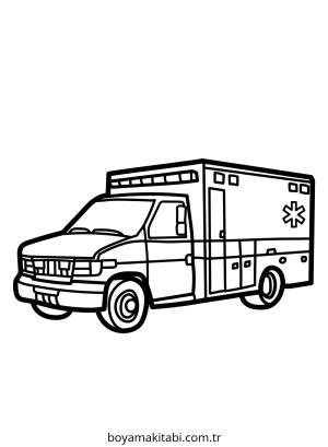 Ambulans boyama sayfası – boyama etkinliği, çocuk aktivitesi