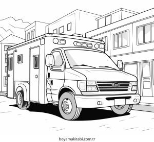 Ambulans boyama sayfası – yaratıcılık, eğlenceli etkinlik