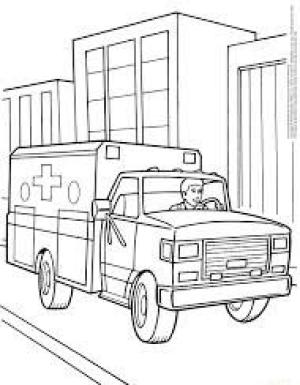 Ambulans boyama sayfası,  coloring page, Şehirde Ambulans, 